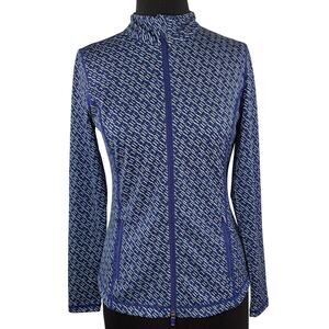 J.McLaughlin Blue Billie Jacket Stretch Geometric Scuba Full Zip Size Small NWOT
